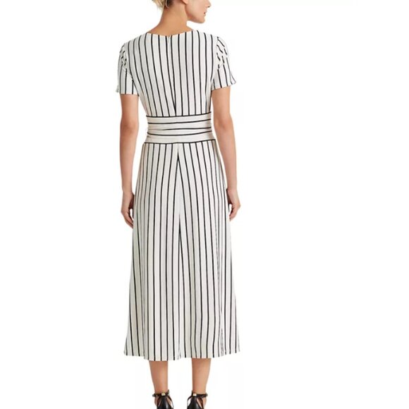 Lauren Ralph Lauren Striped Jersey Midi Dress sz 14 - Picture 4 of 4